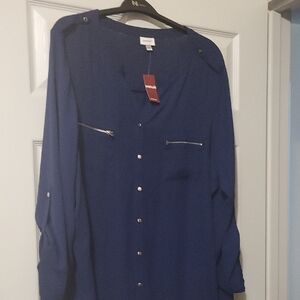 Navy Blue Button-Up Shirt
